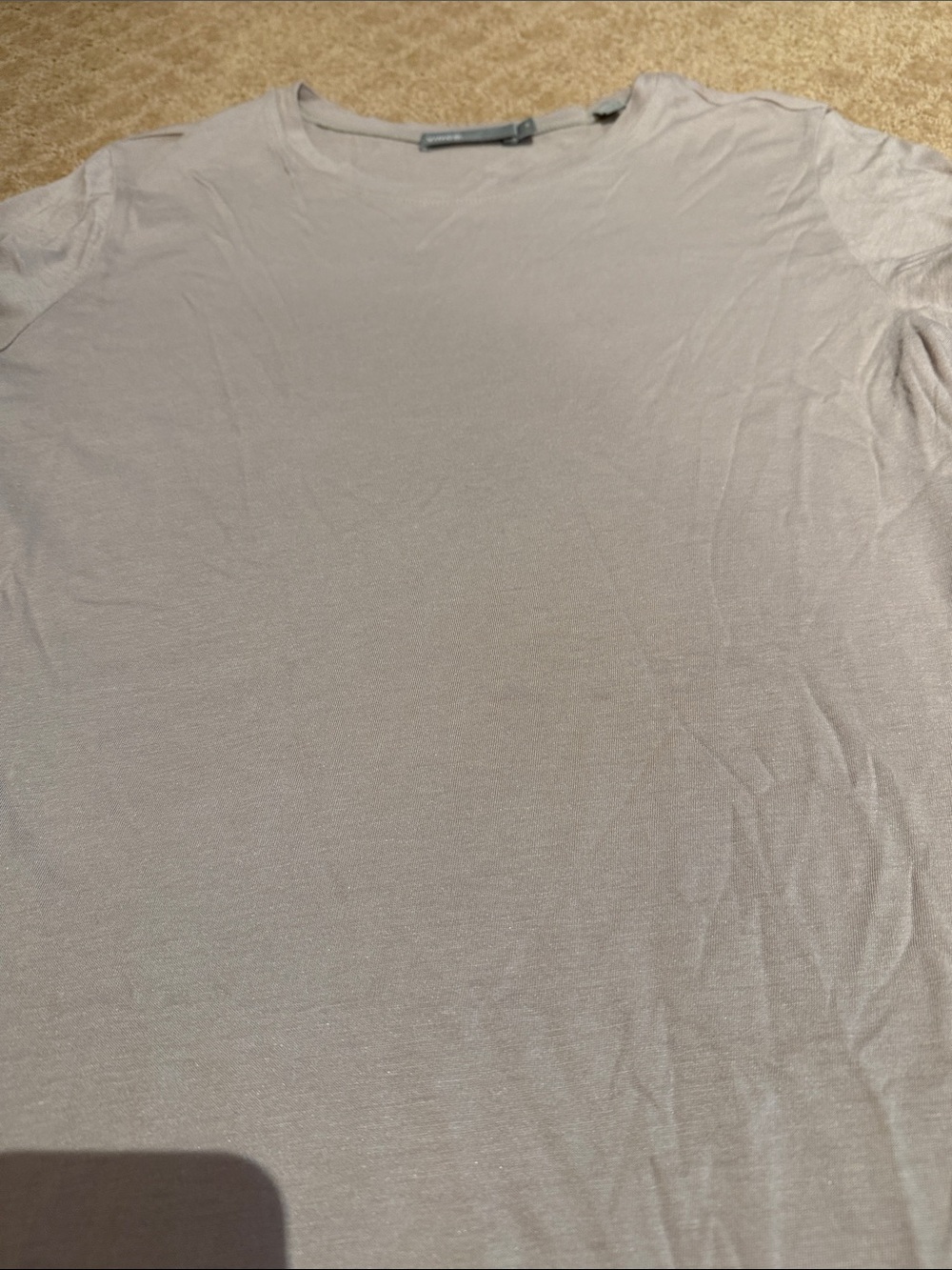 Vince Short-Sleeve Crewneck Tee in Light Taupe Gray